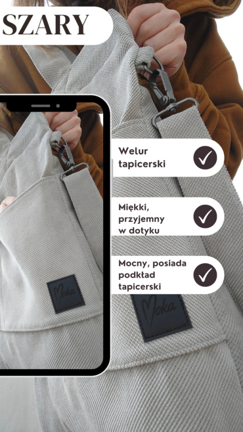 Torba shopper jasnoszara MAXI Torba shopper jasnoszara MAXI