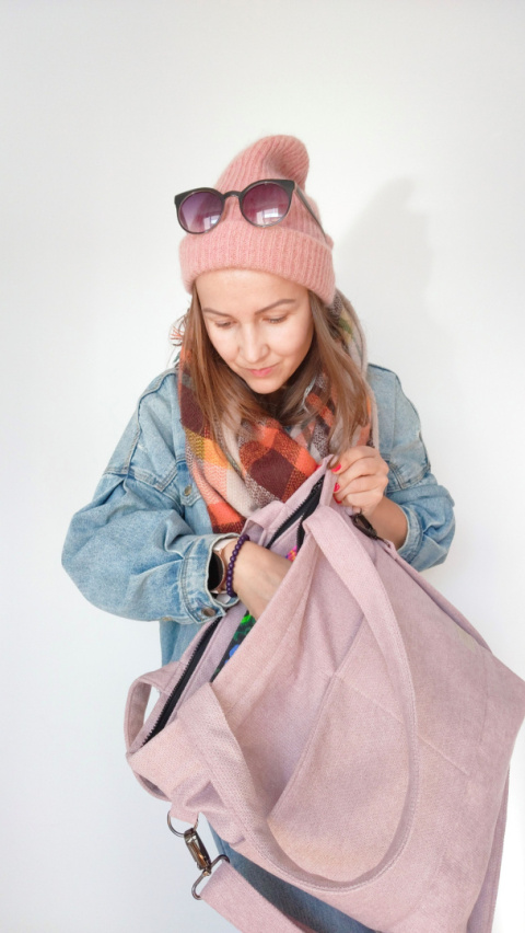 Torba shopper pudrowy róż MAXI FOLK