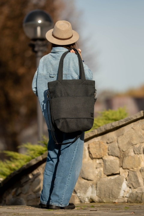Torba shopper czarna MAXI FOLK