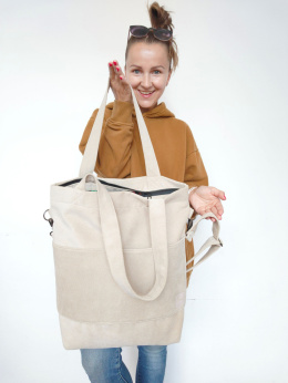 Torba shopper beżowa MIDI FOLK