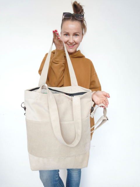 Torba shopper beżowa MIDI FOLK Torba shopper beżowa MIDI FOLK