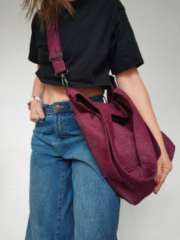 Torba shopper bordowa MAXI FOLK