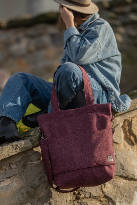 Torba shopper bordowa MAXI FOLK