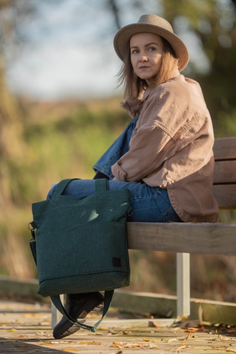 Torba shopper butelkowa zieleń MIDI FOLK