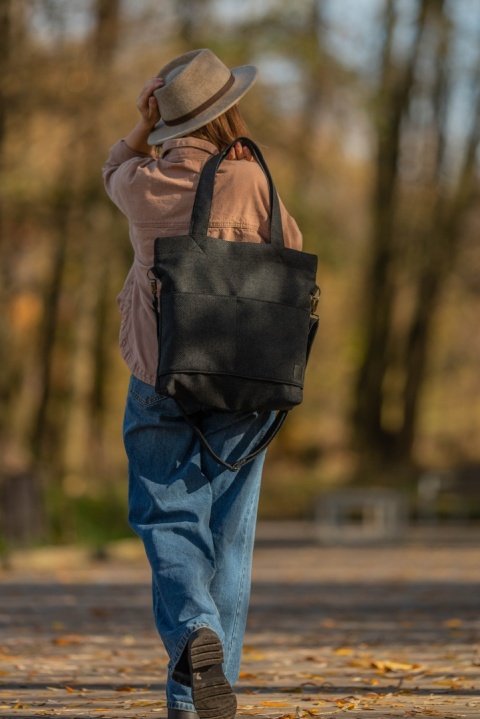 Torba shopper czarna MIDI FOLK