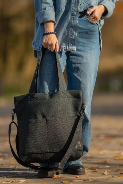 Torba shopper czarna MIDI