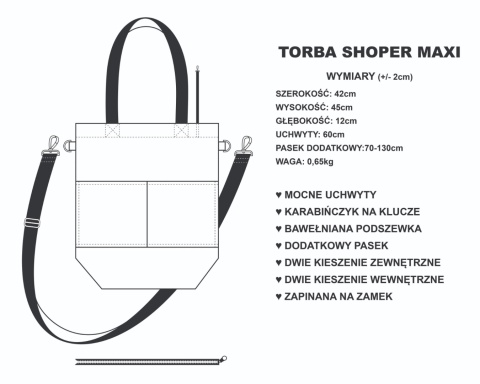 Torba shopper czekoladowa MAXI