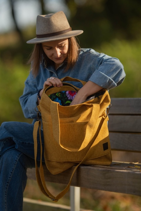 Torba shopper miodowa MAXI FOLK