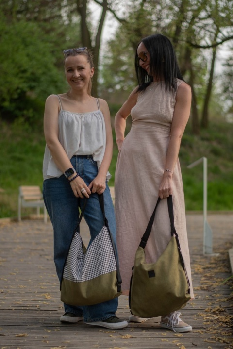 Torebko-plecak EasyBAG pepitka na oliwce