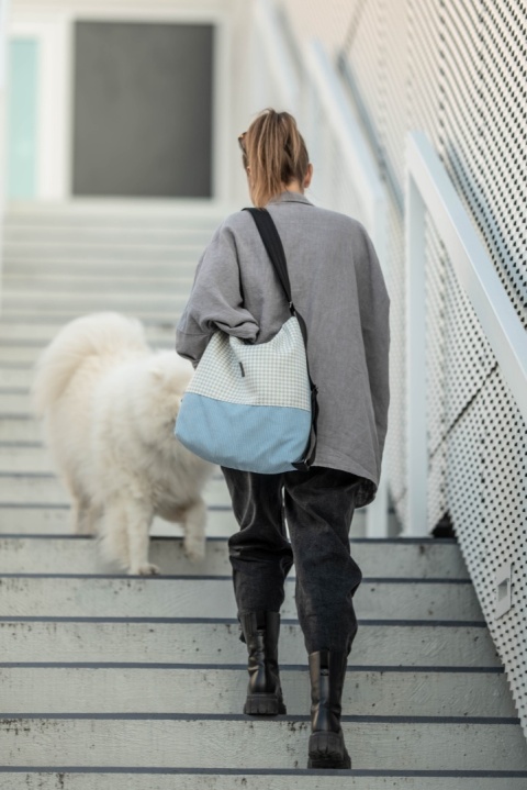 Torebko-plecak Easybag pepitka baby blue