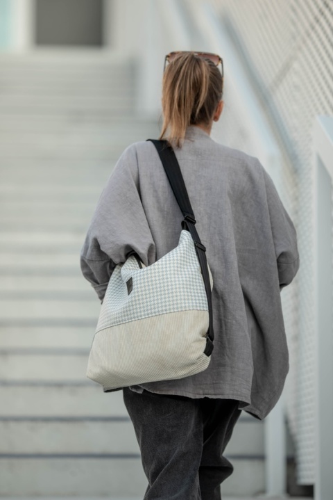 Torebko-plecak Easybag pepitka na śmietance